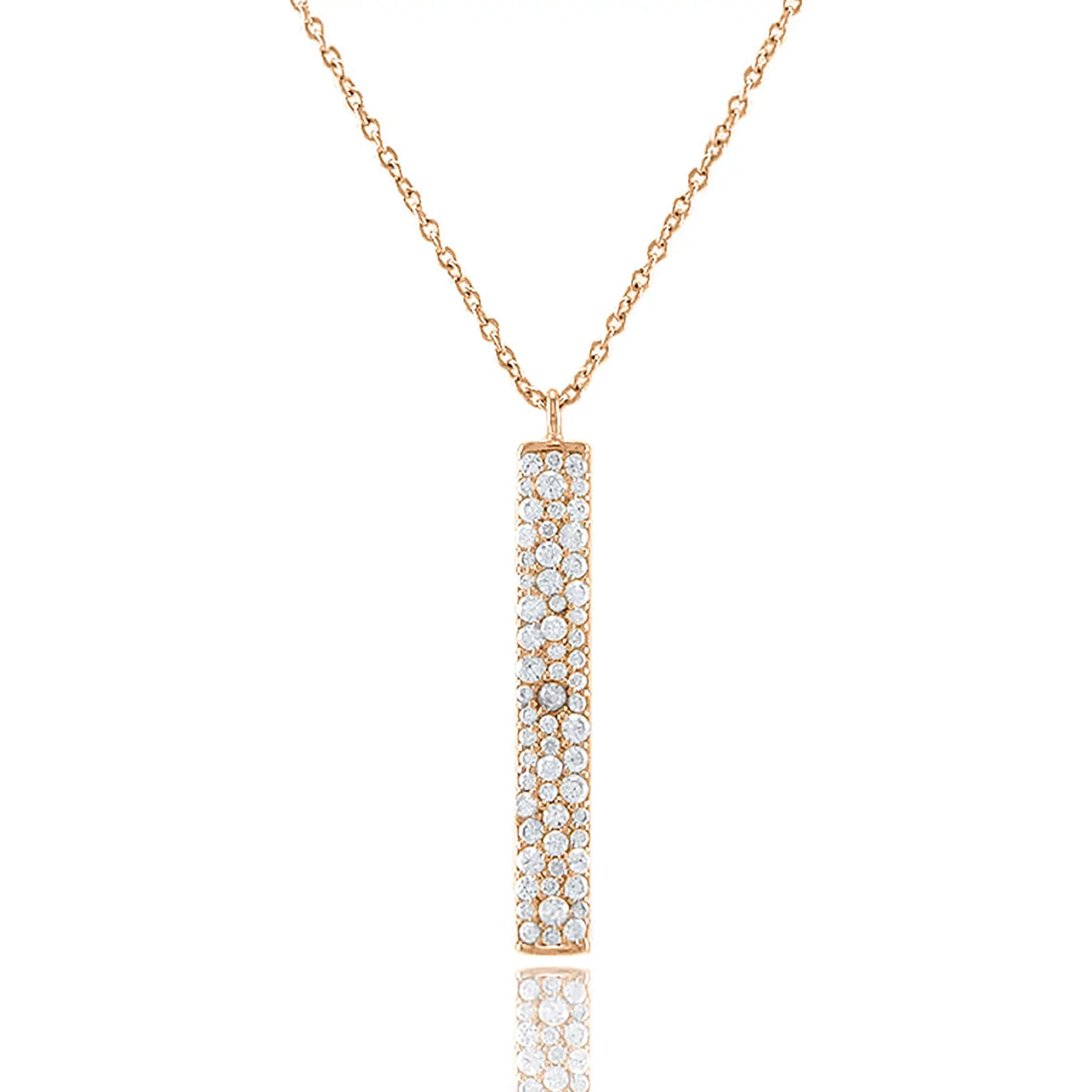 Necklace Gold for Accented Women, Cubic Bar Blue Teens Rose Plated Vertical Inc Zirconia Box Pendant Boutique