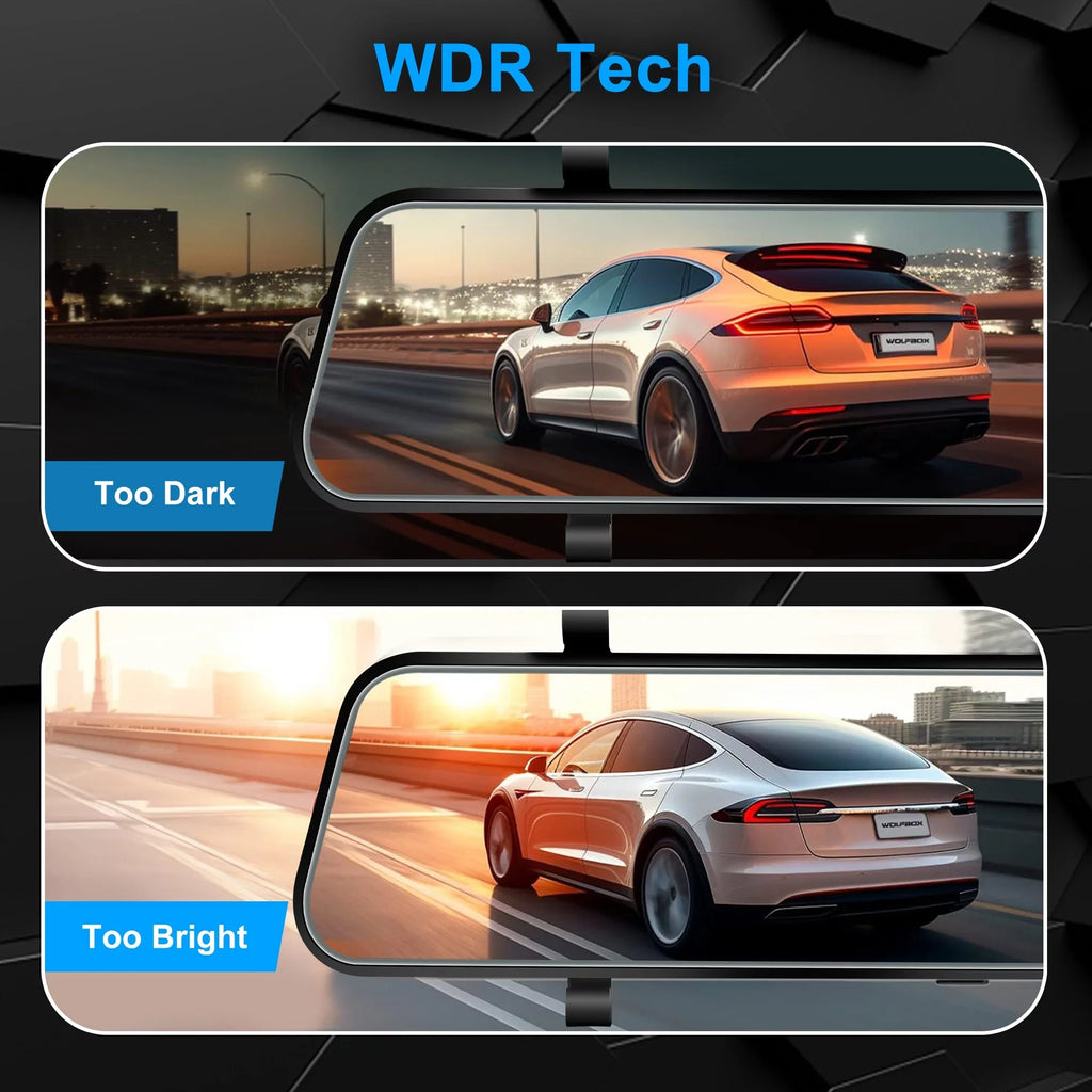 G-Sensor, IPS with Camera, Backup Camera, Vision, Dual View Night TSV Screen Mirror Touch Recorder 1080P Dash Rear Driving Car Cam