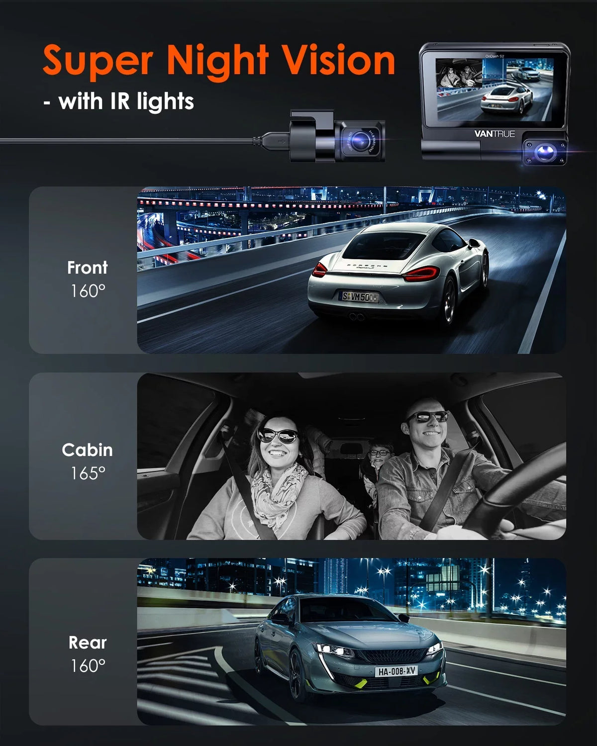 Nearly Interior Front+1080P IPS Dash 30FPS built 2K Angle, 24h Wide Rear Camera Monitor, Channel inch Touchable S2 Car 360° with WiFi in, Parking 3 Supercapacitor Screen 3 +1080P Cam, Vantrue GPS
