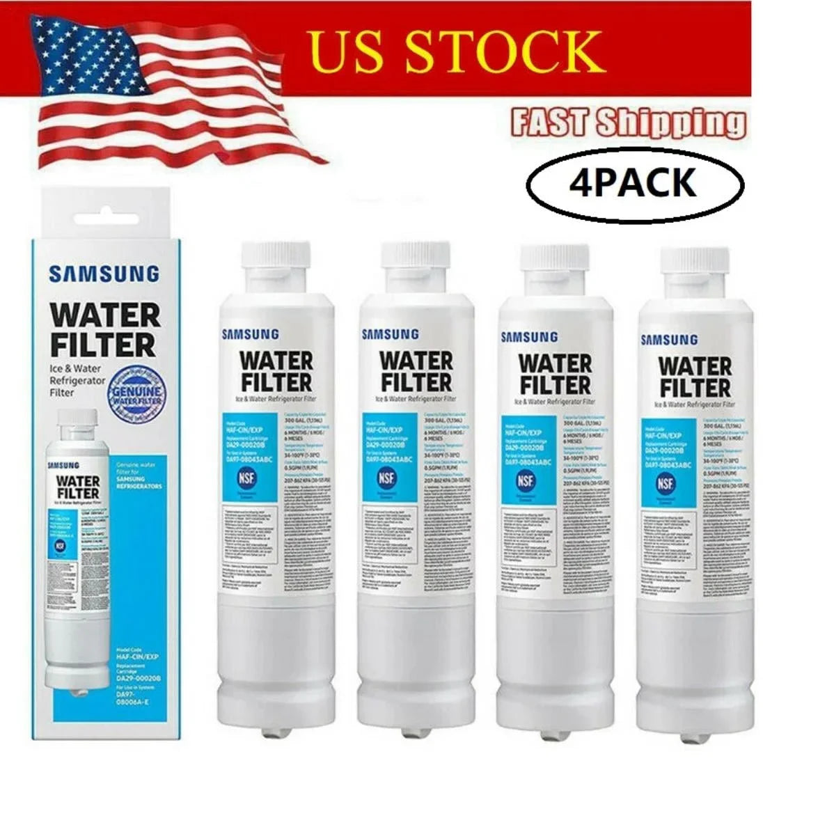 DA29-00020B liquid Filter Refrigerator DA2900020 4PACK Fit FEAT4 HAF-CIN/EXP Replacement liquid Filter