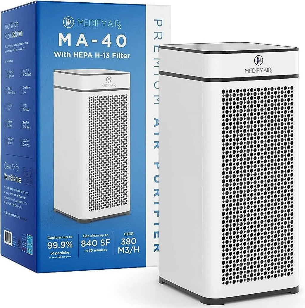 Filter Medify MA-40-UV-W1 ft White Air HEPA Light Box True 840 Purifier Open - sq UV H14