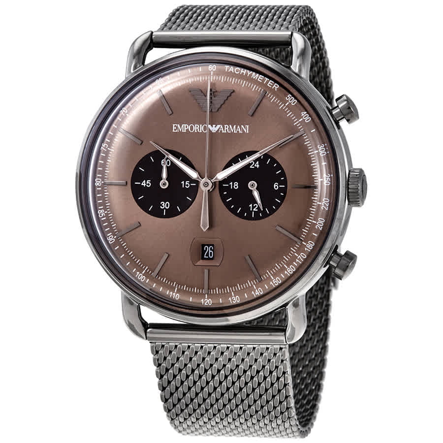 Armani Aviator AR11141 Men's Dial Emporio Brown Chronograph Watch