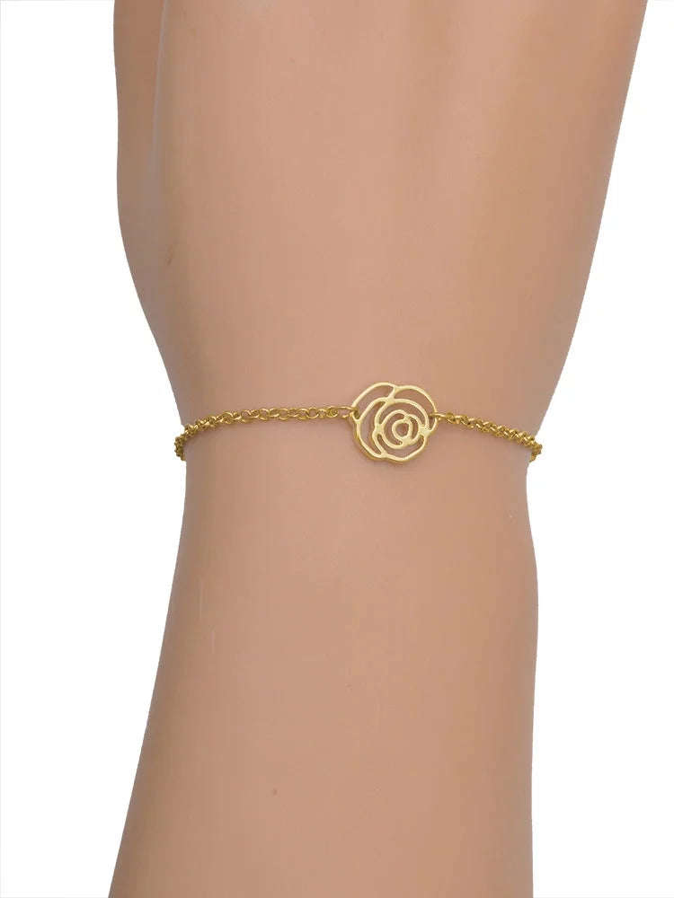 Silvertone Three 6.25"+1.75" Delight Chain Clover Gold-tone Shamrock Link Extender - Jewelry Green Bracelet, Rose Leaf