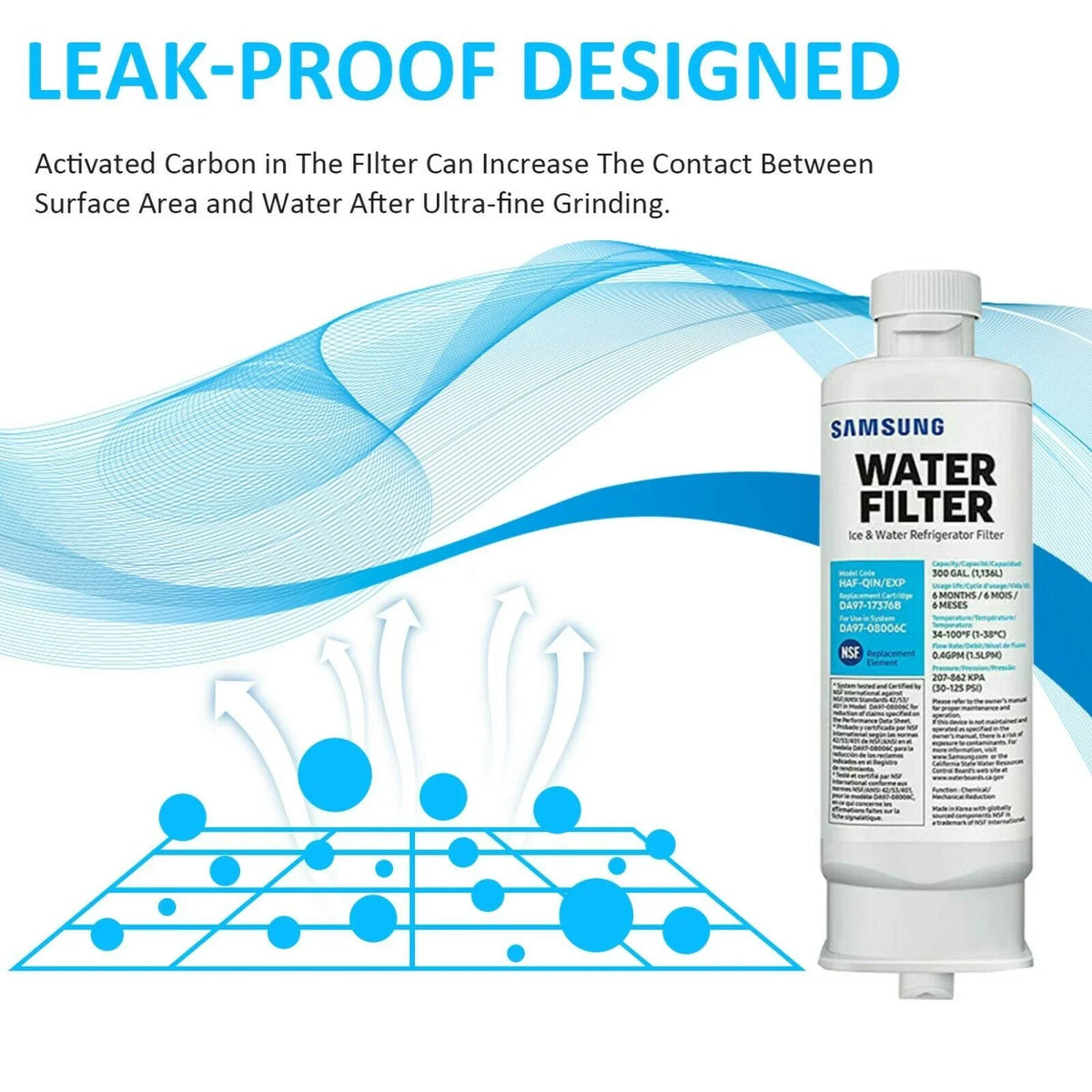 Refrigerator Filter liquid DA97-08006C refrigerator DA97-17376B Pack 4 HAF-QIN filter