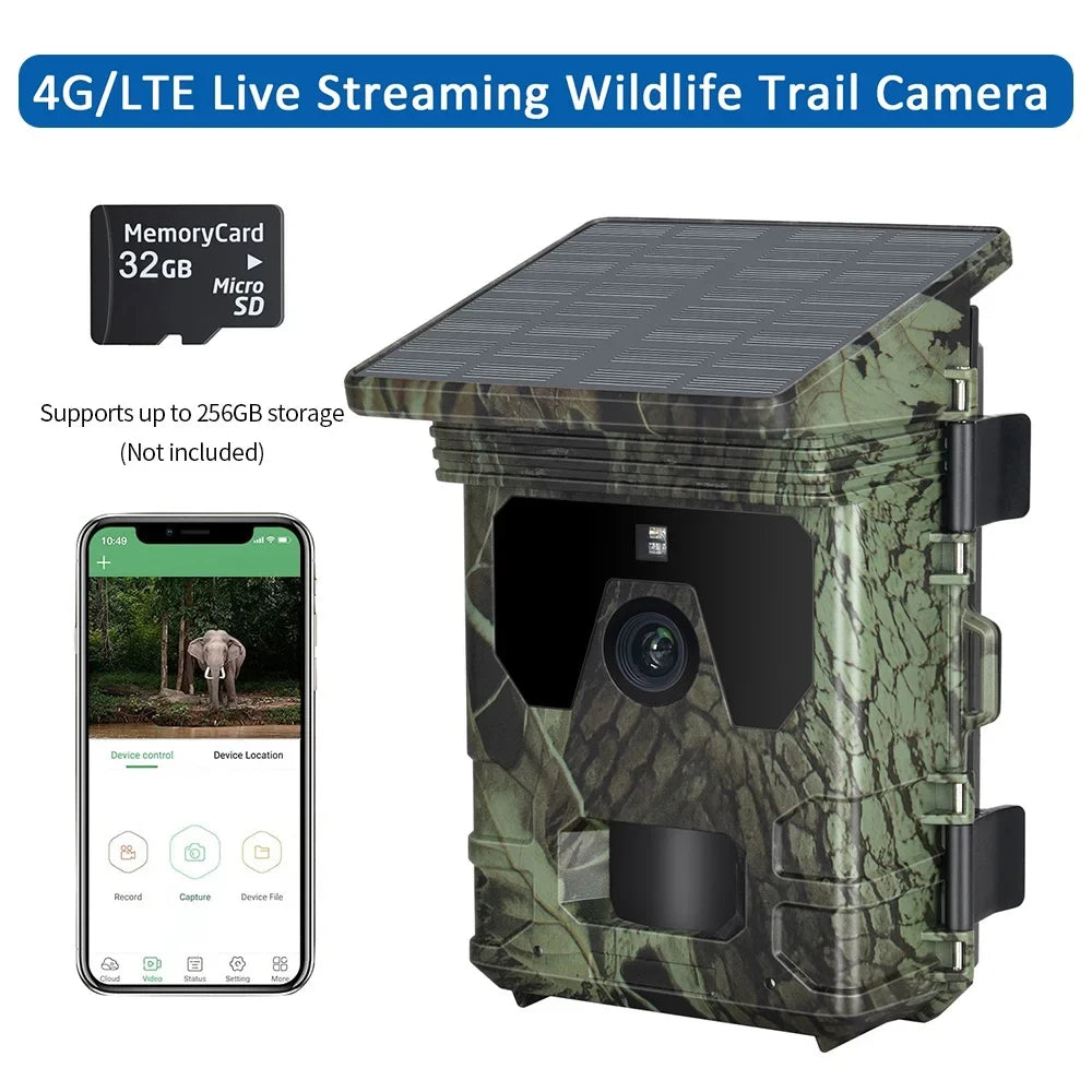 Motion Live Alert 30MP, Stay with HC 4G 2K Camcorder, & Recording Activated Video 256GB 600Pro, Waterproof Support, Stream Anself