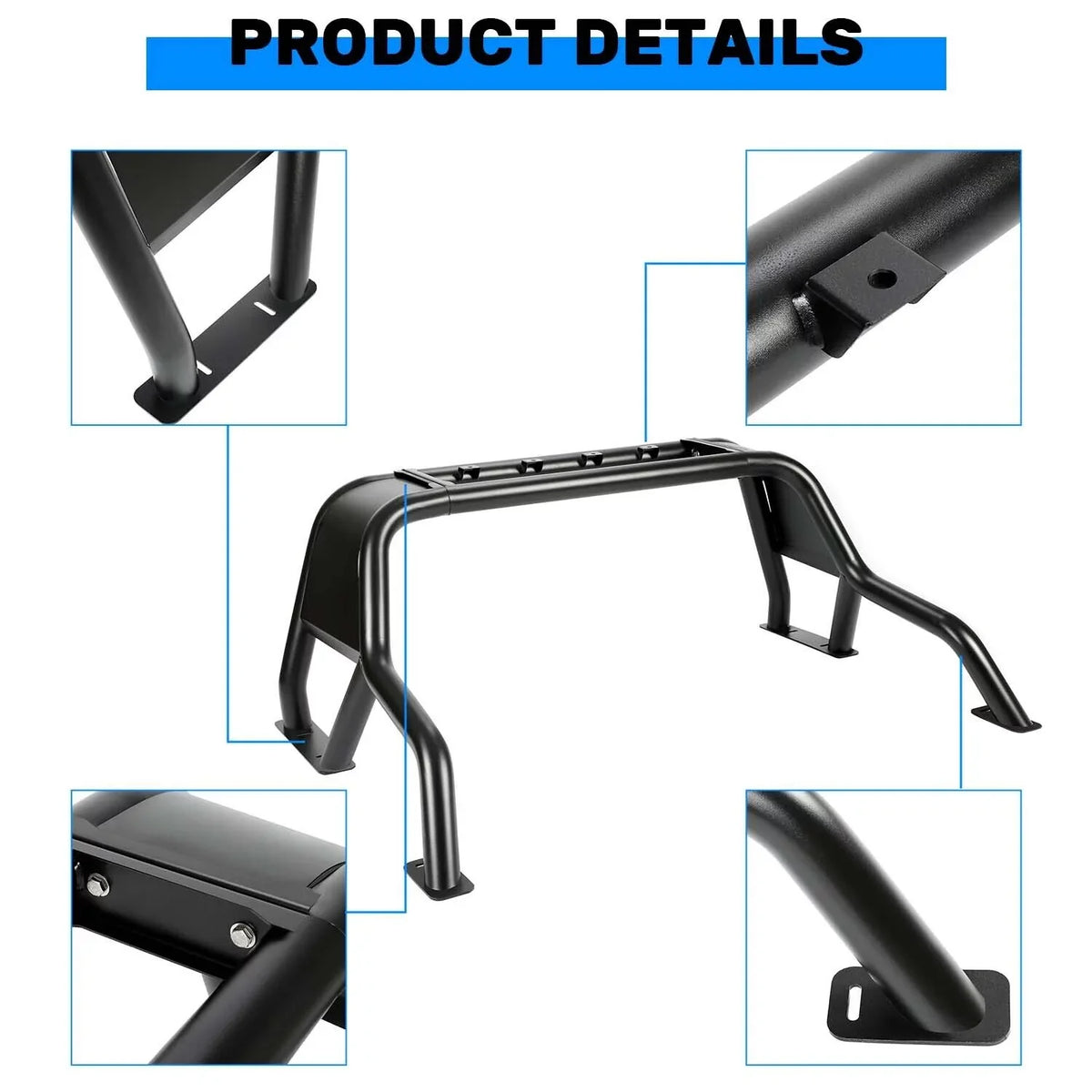 Ram F-150 Cargo Sierra 1500 Roll KOJEM Chevrolet Ram Rack 1500 Bed Head Bar for 07-22 Sport Black Dodge Tundra Silverado 1500 1500 GMC 04-22 Toyota