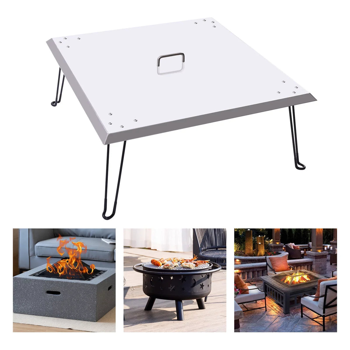 Heater Patio Fire Deflector-Turn Burner Pit Heat Cover Pit a 30"x30" into Fire