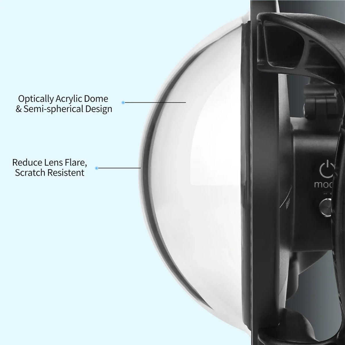 180° Port Handle, Angle Dual and 9 45m for Black Waterproof Waterproof, 10SHOOT Case XTGP559, Wide Dome