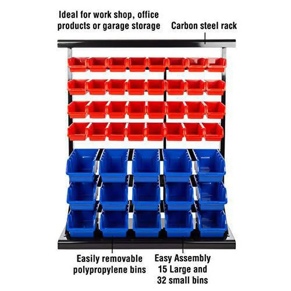 Organizer-Wall Mountable Drawers with 75-ST6079 Storage 47 Tools Rack Stalwart Container Bin Removeable for