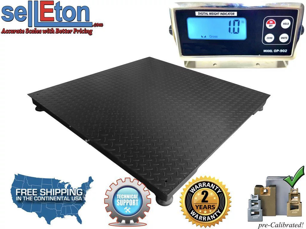 Metal lb Indicator 40" x 40" Floor Scale l Industrial 10,000 x 1 with lb