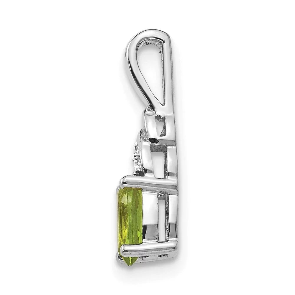 White Auriga for Gold W-4mm) 14K Women Pendant (L-16mm, Peridot Diamond