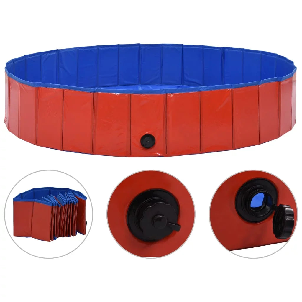 Dog Pool PVC Red Swimming 63"x11.8" Foldable