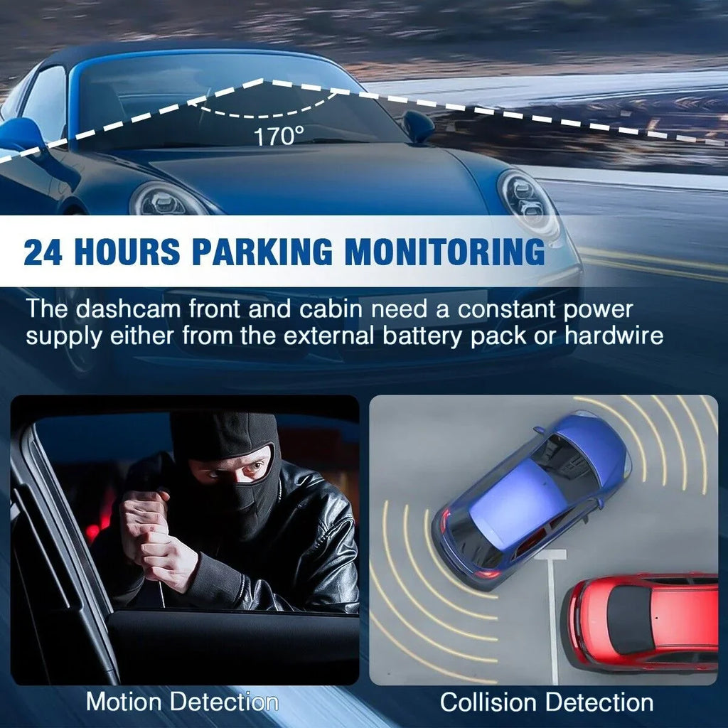 Car Recorder 1080P G-sensor Dash Lens Camera Dual Front/Rear/Inside Video Cam