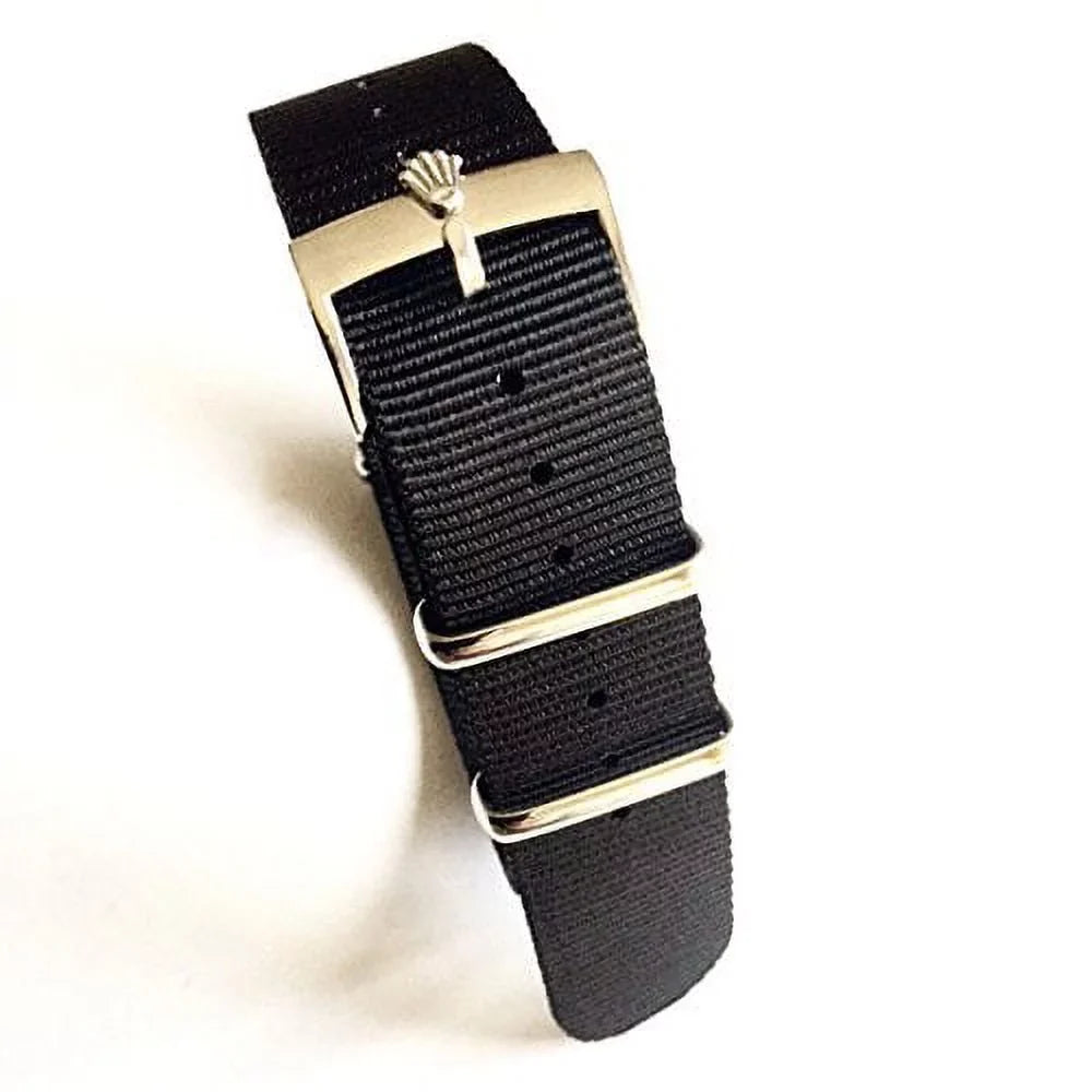 Polish Submariner Fit GMT Nato Black with Band Diver Strap II Buckle Nylon Watch 20mm Replacement