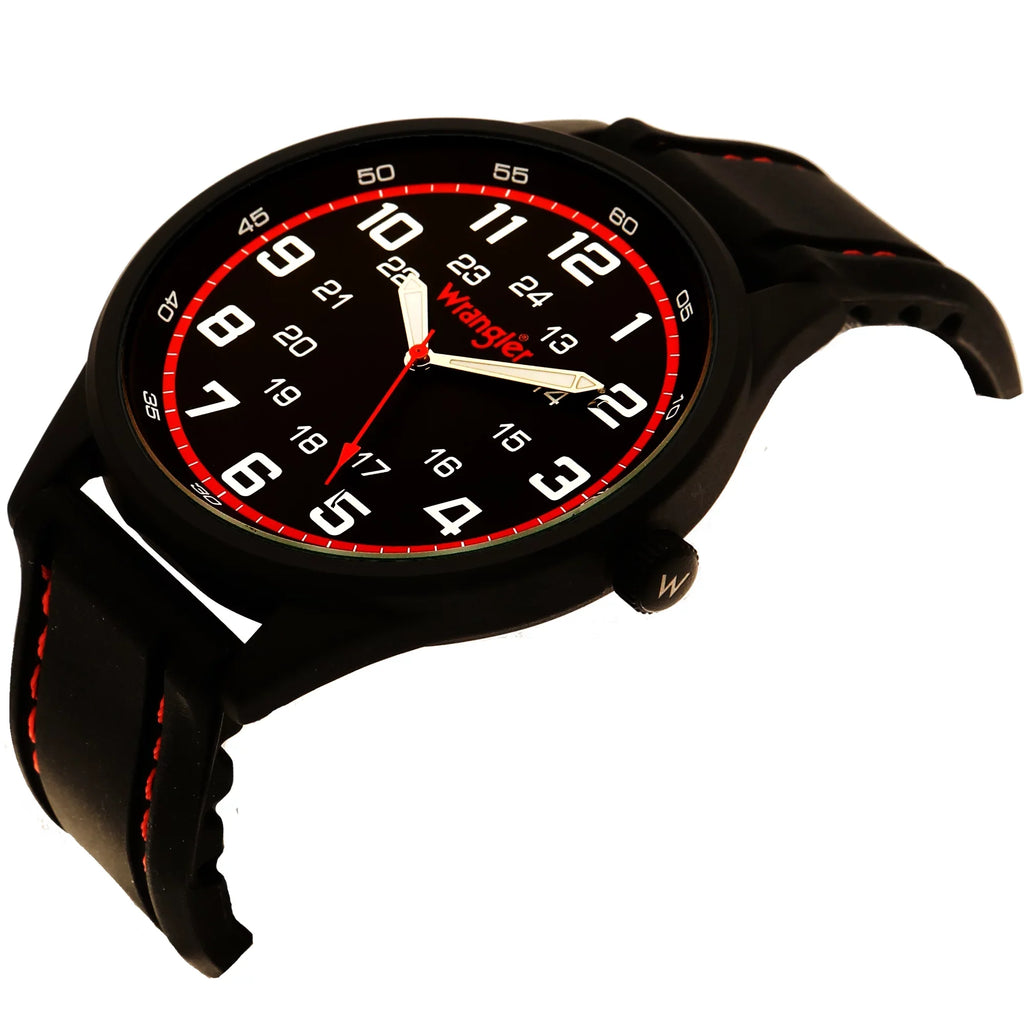 44mm Watch Round Strap Black Wrangler