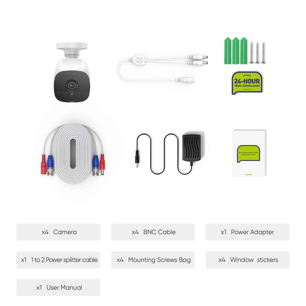 with System CCTV 100 Vision Waterproof HD Camera Security Full 4PCS Security Night Camera ft DVR for exterior 2MP SANNCE Wired IP66