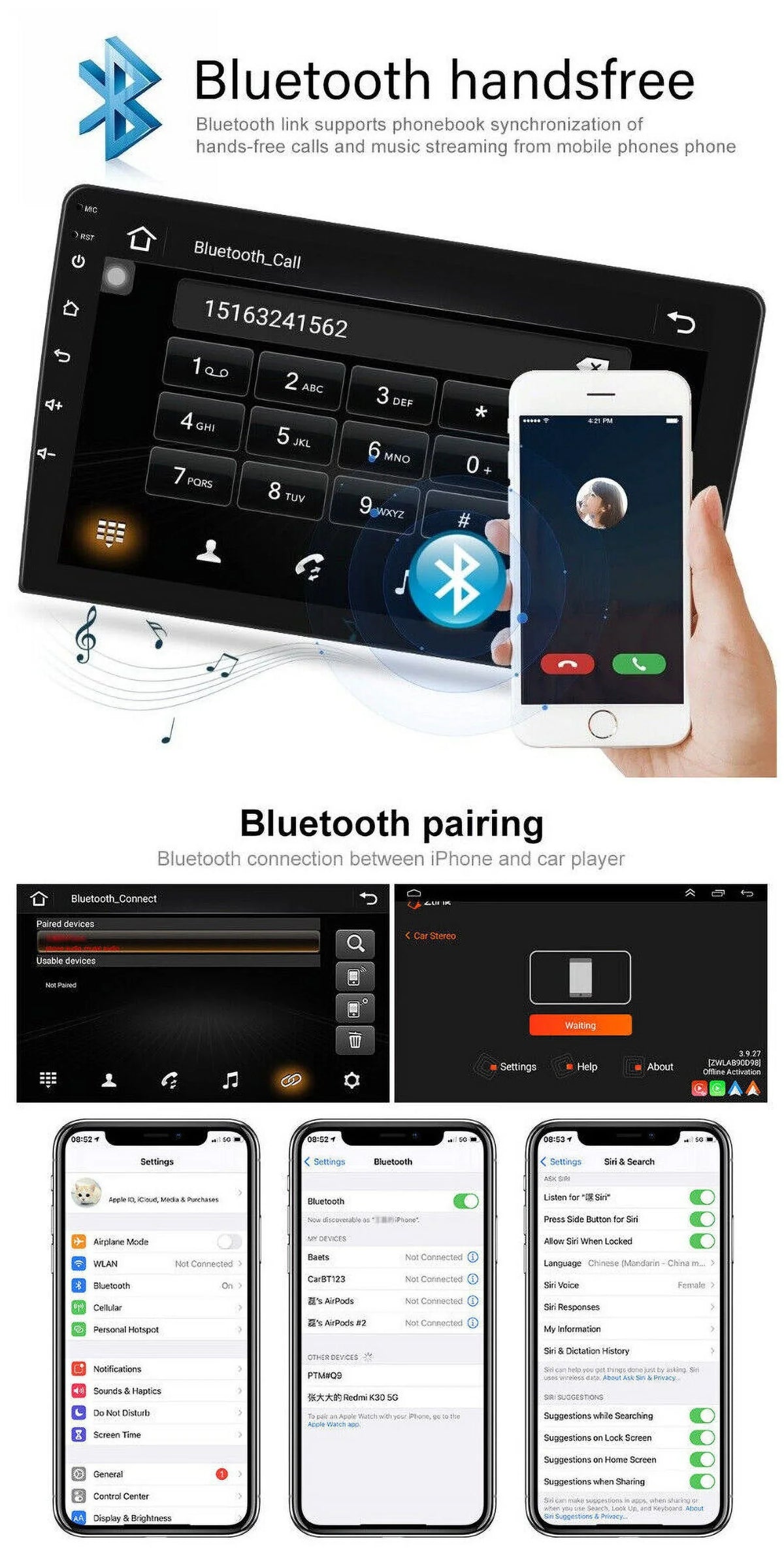 Camera WIFI for 1280*720 Stereo Screen Player Auto 10.1" 2008-2013 Navigation 12 Black SWC Carplay Video Accord Radio Backup 8 GPS Honda Android Car Support Android 2+32G, Wireless