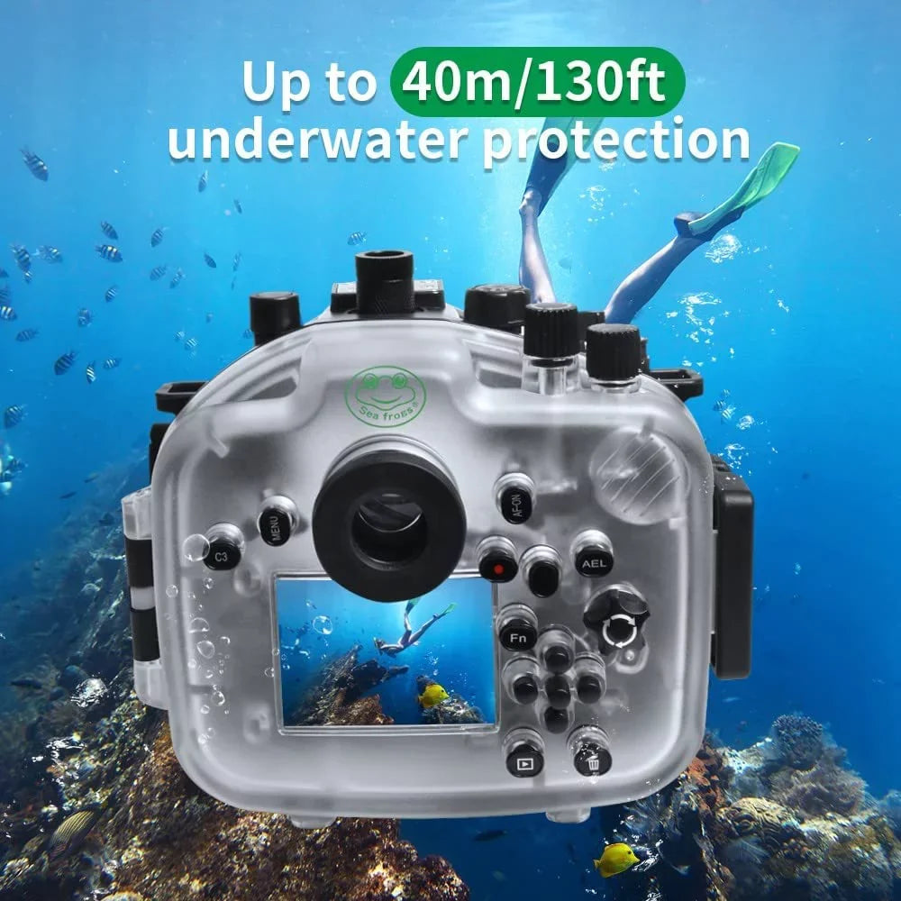 Kit Underwater G Inch Dome Compatible 16-35mm Case ILCE-7R IV 12-24mm A7R F3.5-5.6, Seafrogs Port Housing F4 F/4 Waterproof 28-70mm 6 A7R4 with w/ for FE Lens-Black [40M/130FT] IV
