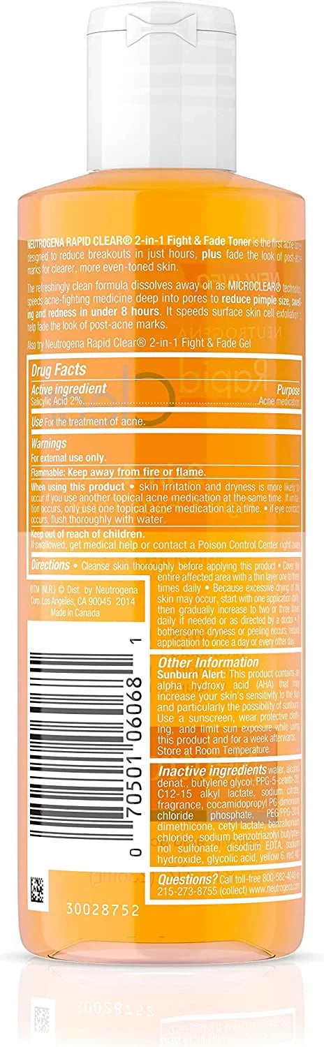 Rapid 2-in-1 of Clear & Fade 8 Toner Neutrogena 2) Fight oz (Pack