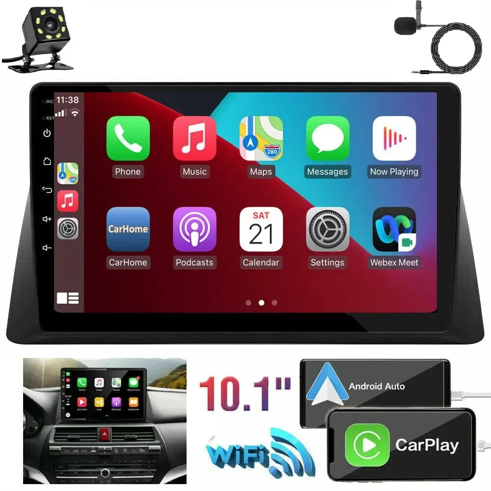 Camera WIFI for 1280*720 Stereo Screen Player Auto 10.1" 2008-2013 Navigation 12 Black SWC Carplay Video Accord Radio Backup 8 GPS Honda Android Car Support Android 2+32G, Wireless