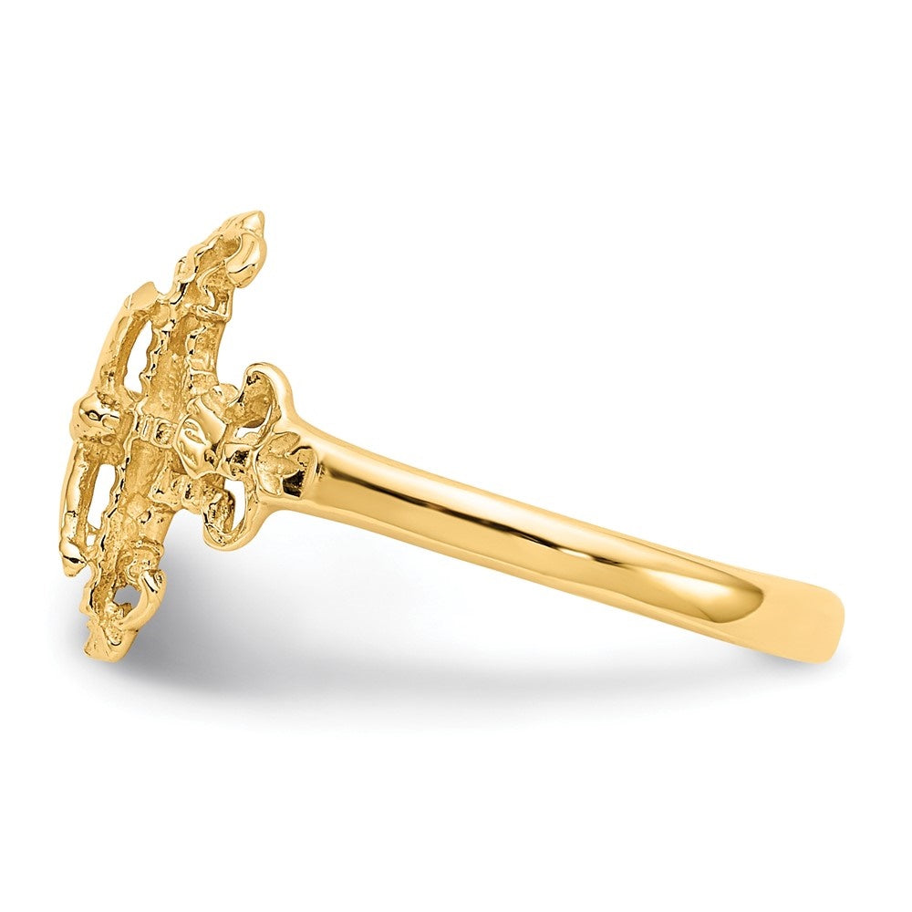 Auriga Fine for dimension- Crucifix 10K Yellow 6 Cross Women Jewelry Gold Diamond-cut Ring