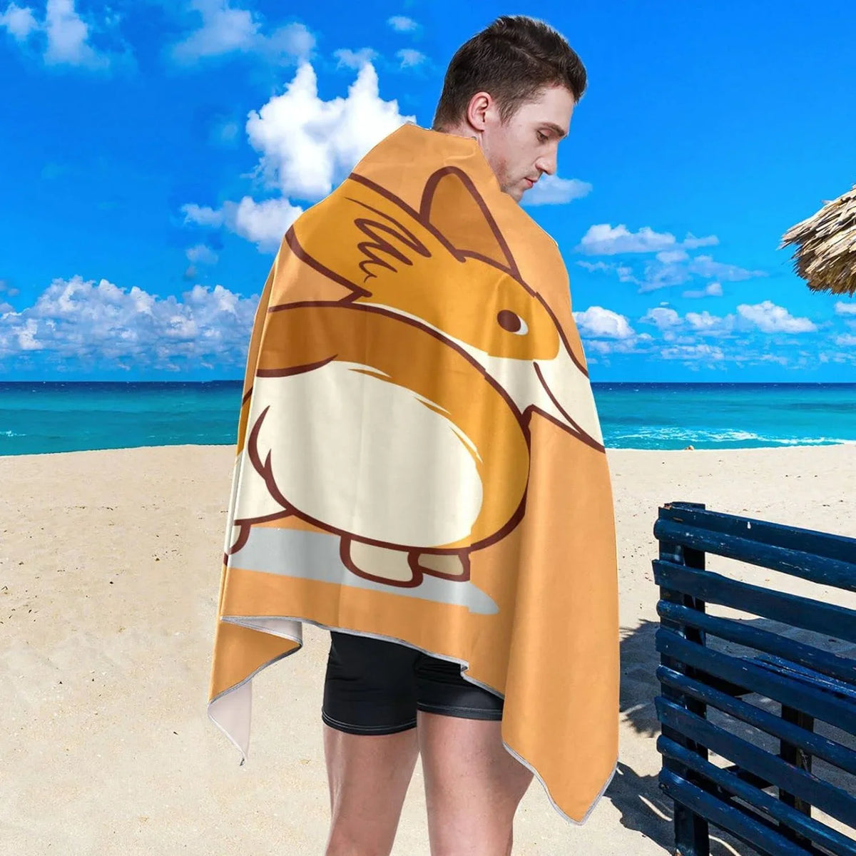 Super Swimming Camping Quick Towel Cute Travel - Bestwell Beach Compact Towels Oversized Dry Lightweight - Orange Holiday（353） Towel Corgi for Absorbent