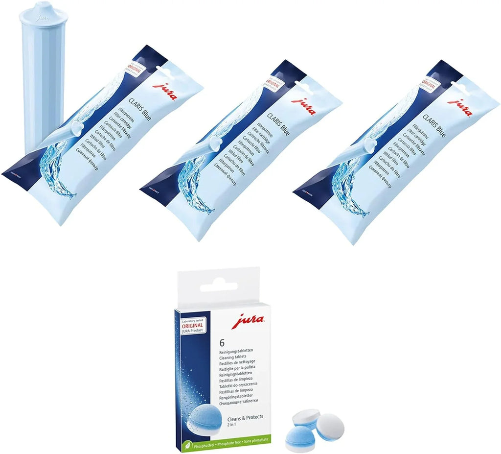 (6 and liquid Cartridges Claris Cleaning Jura Combo Tabletts) Tablets Blue (x3) Pack Filter