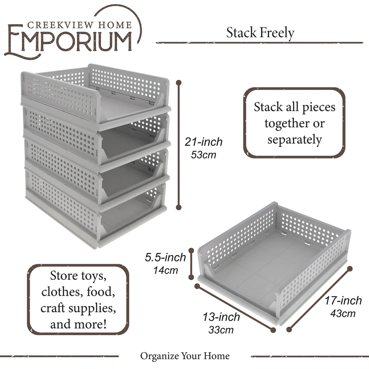 Creekview Emporium Plastic - Drawer Stackable Drawers Organizer Stacking Home 4