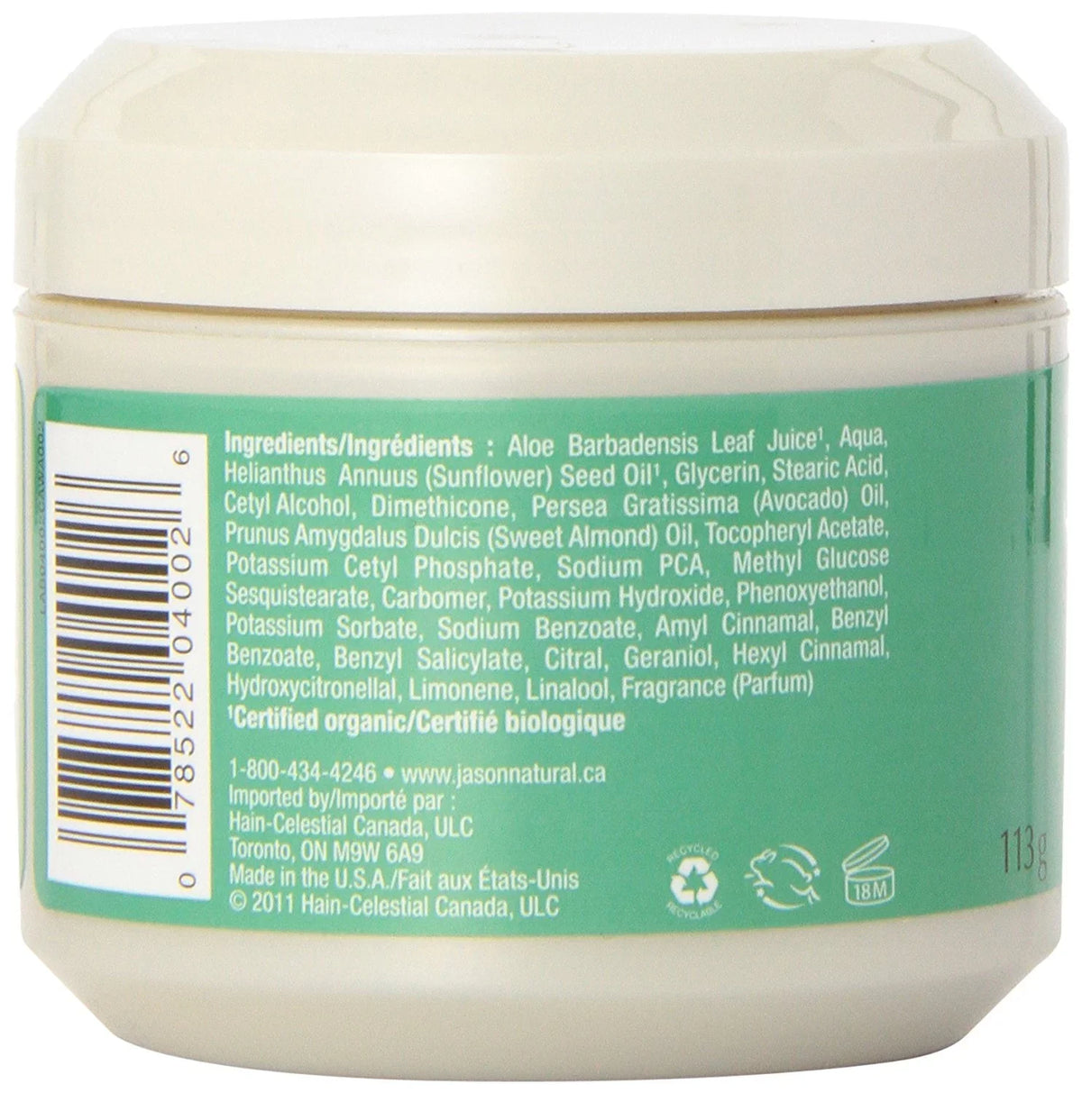 4 Vera, 3) Moisturizing of Aloe Ounce Pure 84% Soothing Jason Creme, (Pack Natural