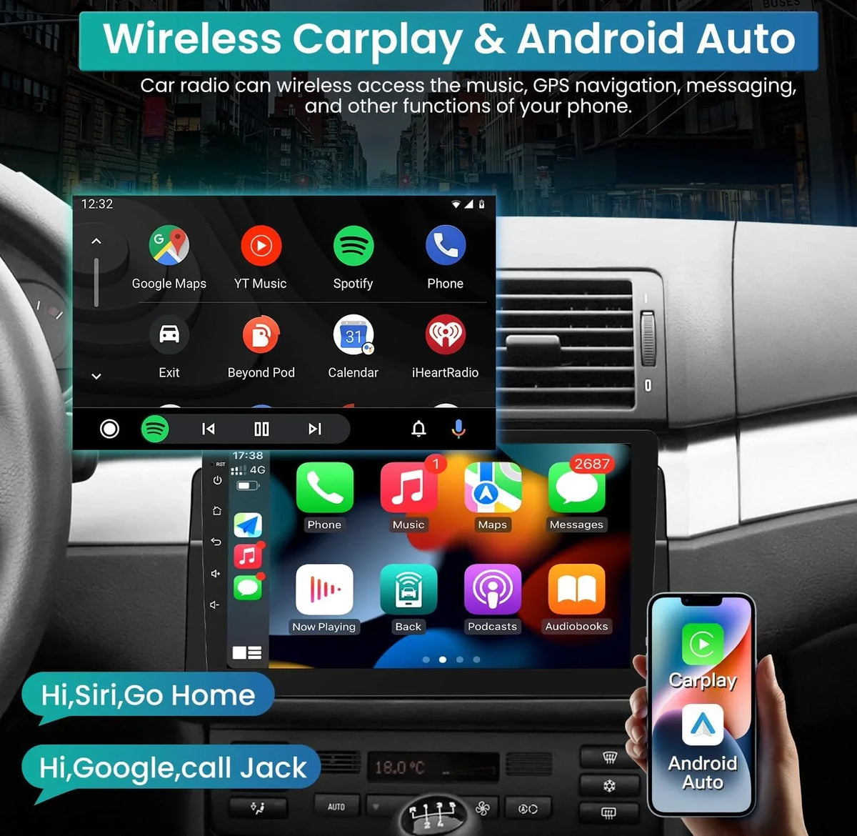 Inch 1280*800 CarPlay Series 5G Auto GPS Bluetooth5.0 Radio 3 & HD Support 8 Car Touchscreen Stereo SWC Backup 9 AHD THONZER Core 11 FM 1999-2005, WiFi for Upgrade Android Camera(4G+32GB) Android