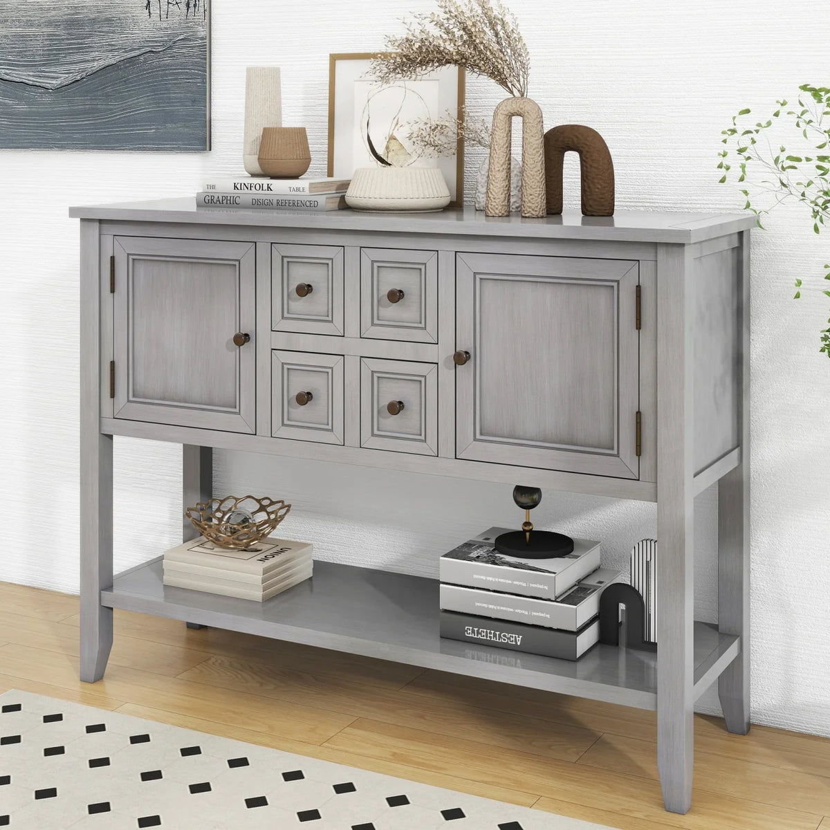 Ample (Espresso Storage with SKU Kitchens Rooms Cambridge for and Shelf Series Table Small Entrances Four Vintage OLD WF190263AAP) Living Bottom Console Drawers TREXM and