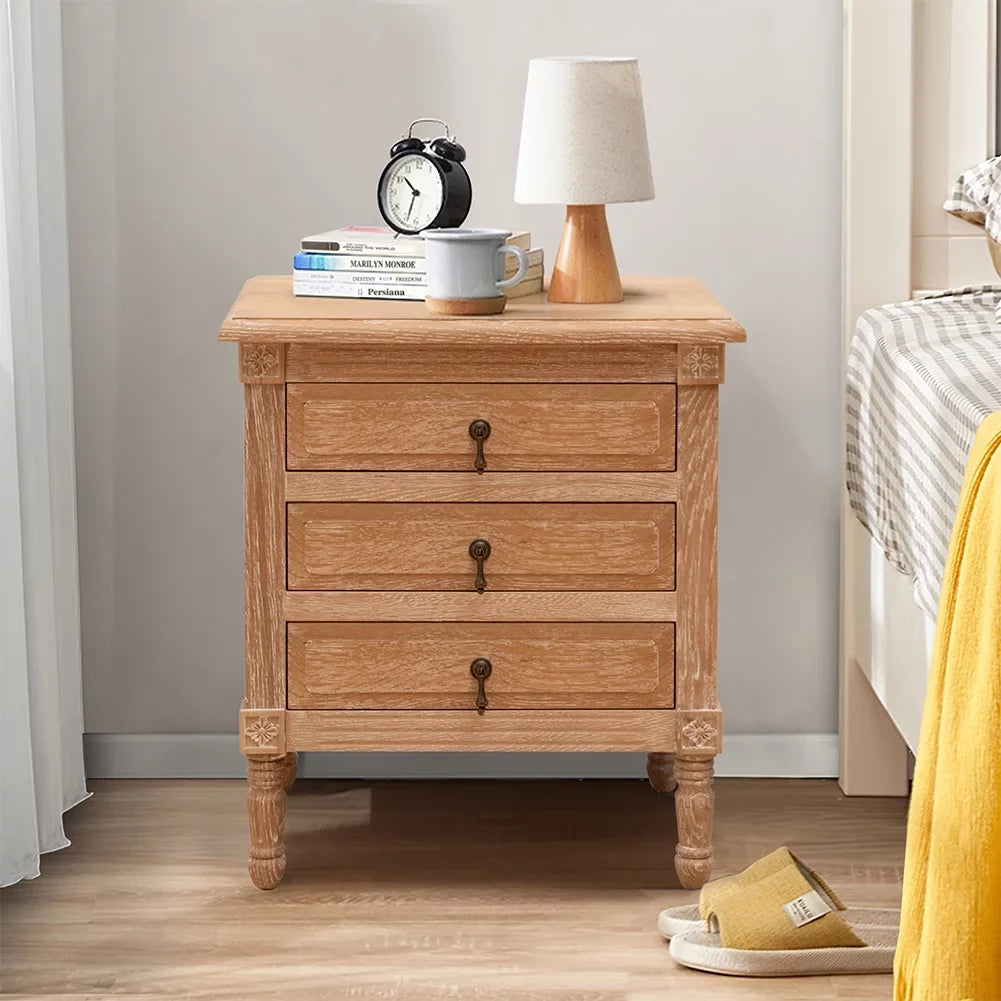 Furniture with Pellebant Oak Nightstand Bedroom 3 Drawers