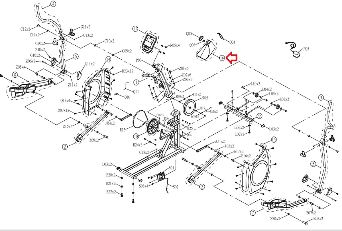 '- CE4.1 Horizon W Set Middle Works Elliptical Fitness Cover EP533