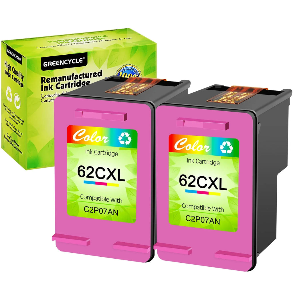5540 Cartridges Ink (2 200 Tri-Color) 5740 5660 Replacement XL Compatible 62 62XL 8040 High with 7644 GREENCYCLE 7645 Yield OfficeJet 5640 Envy for 250 OfficeJet HP