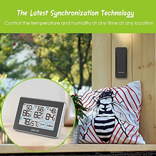 Real-Time with Distance Max Stand Temperature - 262 3 and LCD, Humidity Meter climate with BALDR and Hanging Slot, Built-in Tracker Touchscreen, Sensors, ft Wireless Station Remote Digital Black
