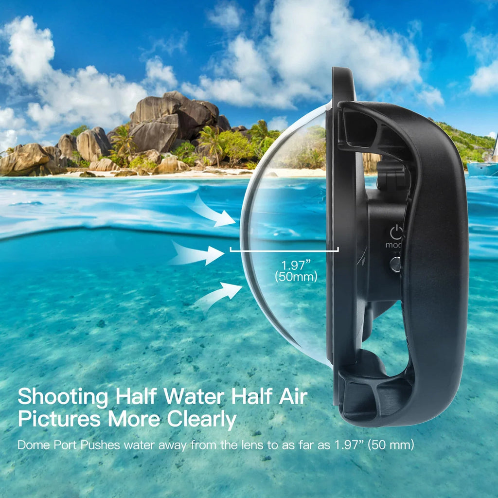 Eryue Ive Port Mashem Waterproof Camera Waterproof Dome Case Camera 9 180° 10 Case 45m 9 Port Wide Camera Dual Dual Case Port Handle SHOOT 180° 45m Port,Camera Case Handle