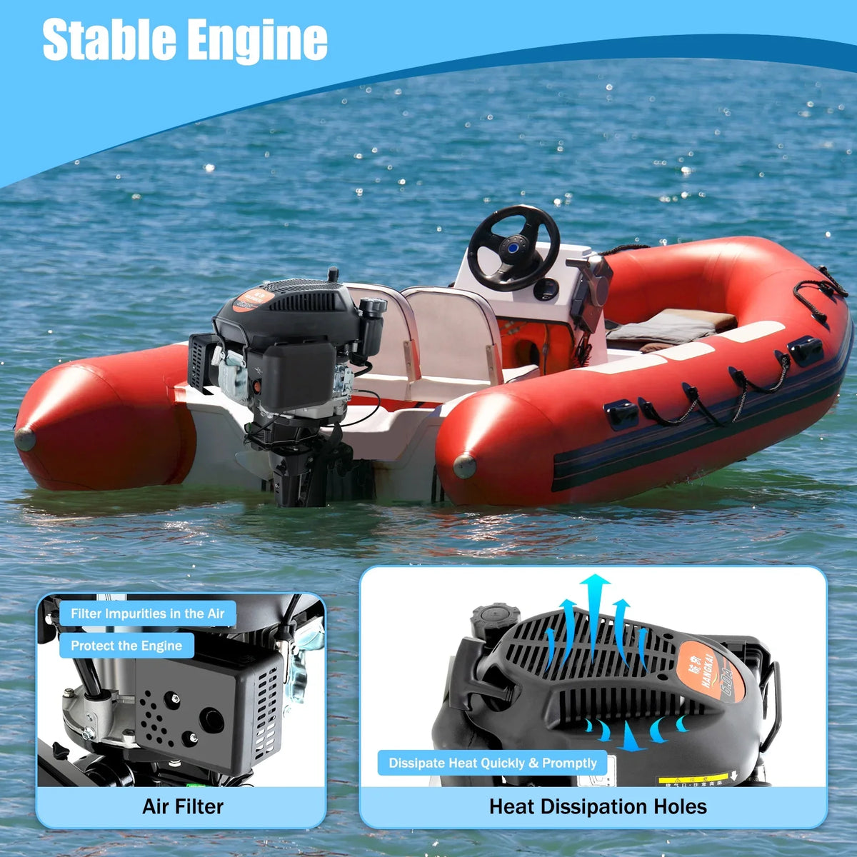 Engine Engine HP System Stroke Cooling Motor CDI liquid Outboard 4 6 1:1.5 Tiller Cooling Fichiouy with Shaft Boat Air 2500rpm Air