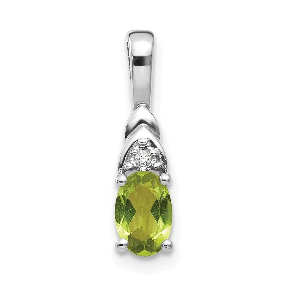 White Auriga for Gold W-4mm) 14K Women Pendant (L-16mm, Peridot Diamond