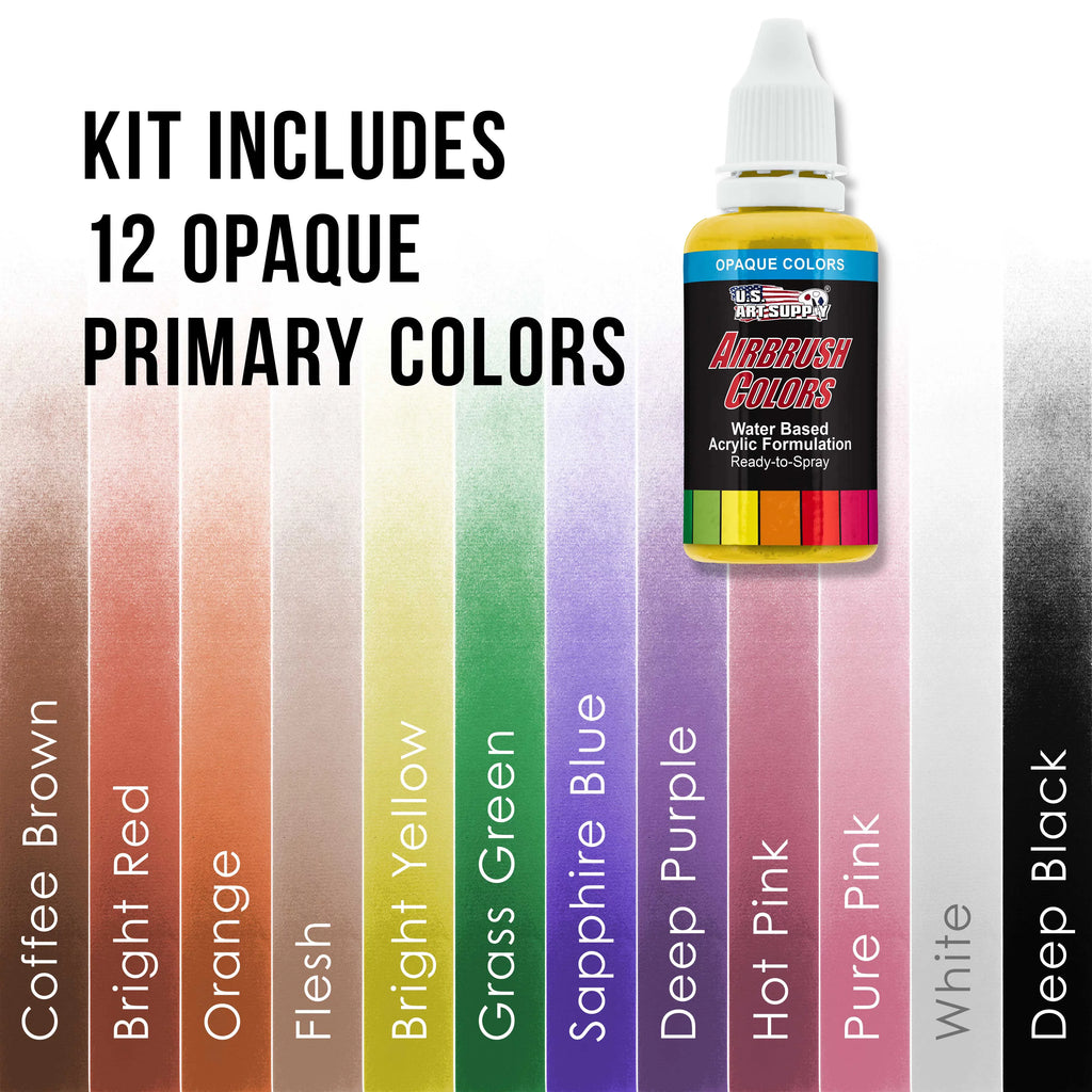 3 Art Compressor Paint System Hobby Airbrush Air Kit 12 Pro Color Set