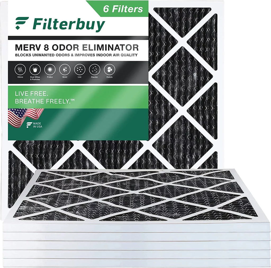 Furnace MERV HVAC Activated (6-Pack) Pleated Carbon Odor Air Filters 10x10x1 8 AC Filterbuy with Eliminator