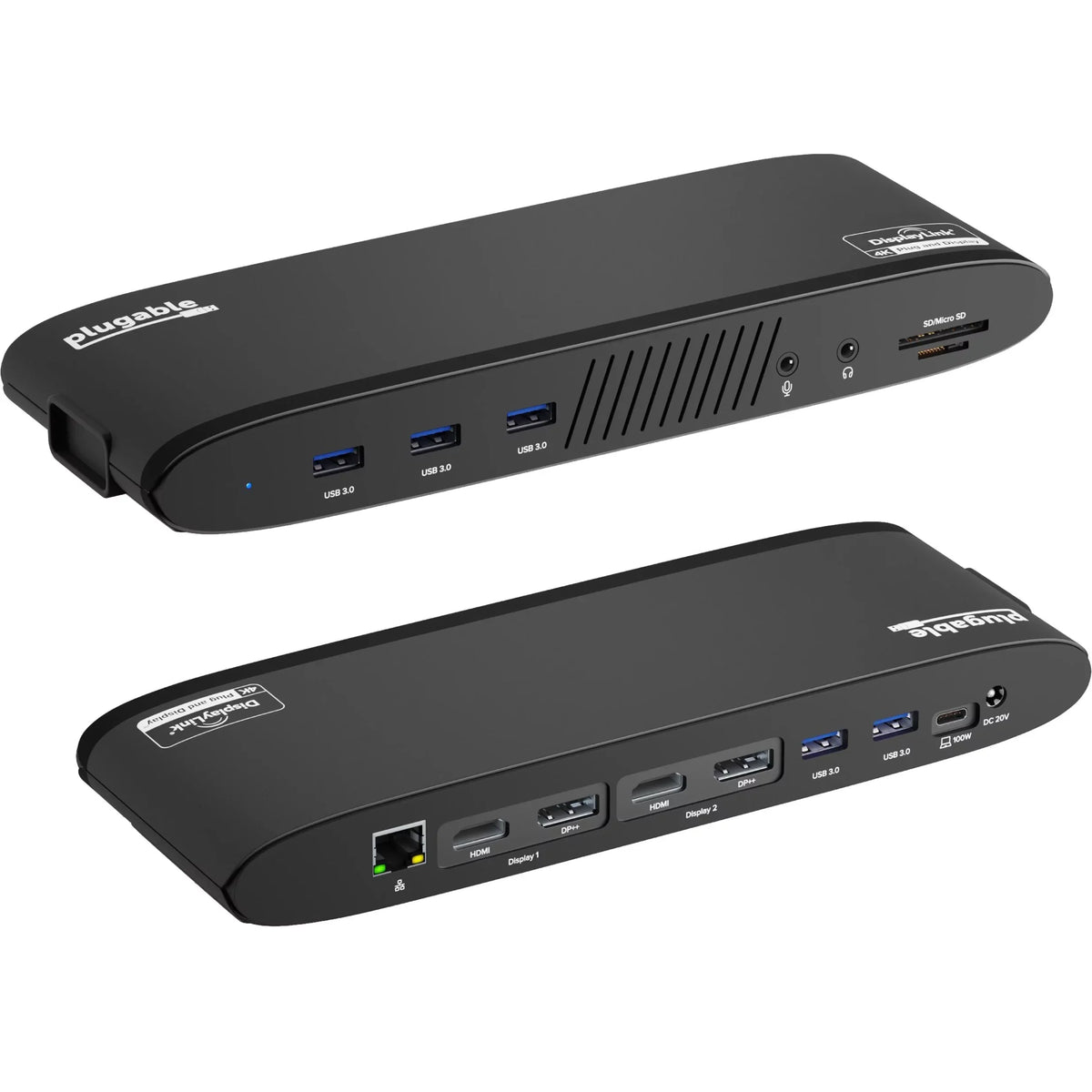 Reader 2x DisplayPort, USB 2x 13-in-1 Mac, Dual Thunderbolt Charging, Monitor, USB, 100W USB-C Plugable C or SD Displays Compatible HDMI (5x 4, Card with Windows, Docking 4K Station 3 / Dual Ethernet,