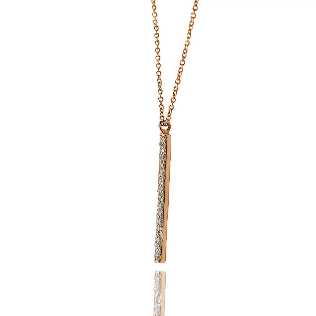 Necklace Gold for Accented Women, Cubic Bar Blue Teens Rose Plated Vertical Inc Zirconia Box Pendant Boutique
