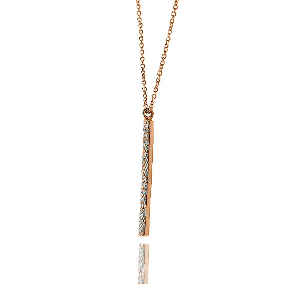 Necklace Gold for Accented Women, Cubic Bar Blue Teens Rose Plated Vertical Inc Zirconia Box Pendant Boutique