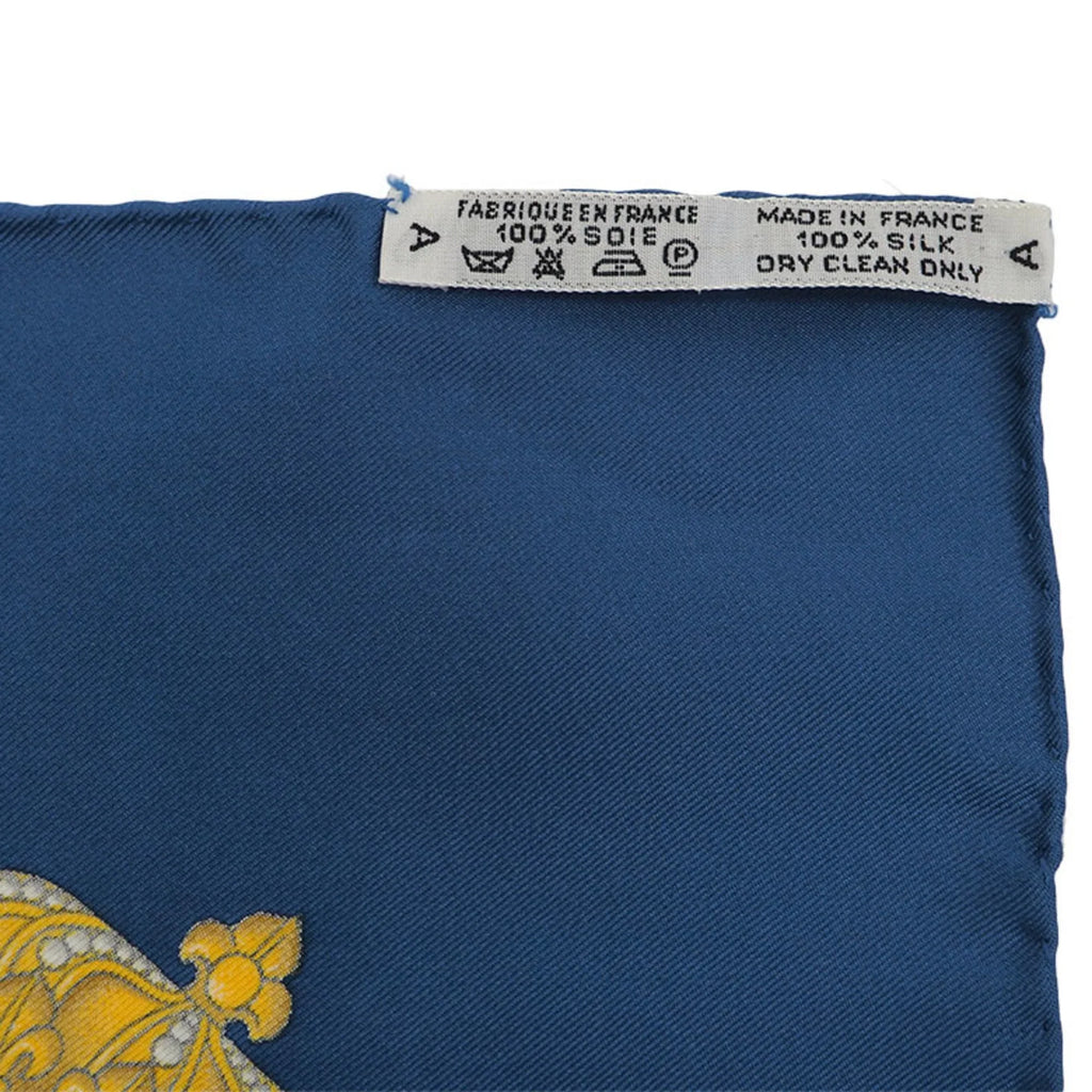 Tambour TAMBOURS HERMES (Good) Muffler Pre-Owned Blue LES 90 Taiko Hermes x Carre Red Scarf