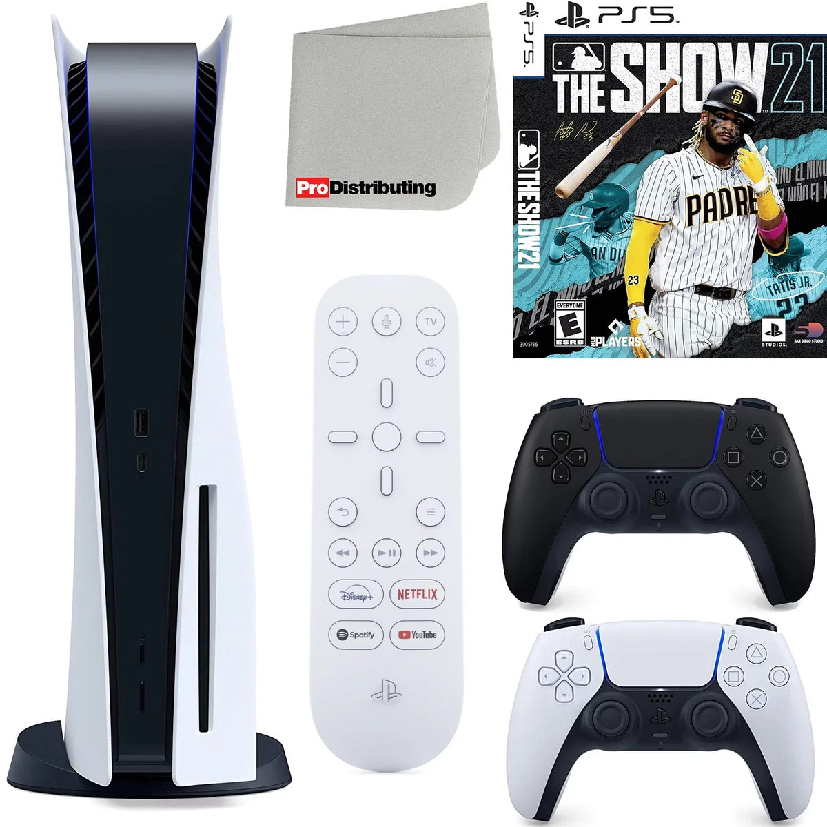 21, Kit Extra Remote, Bundle 5 ( and Media Midnight Microfiber Playstation PS5 Disc Starter The Accessory Show Cleaning with Black Disc) Version MLB Cloth Controller,