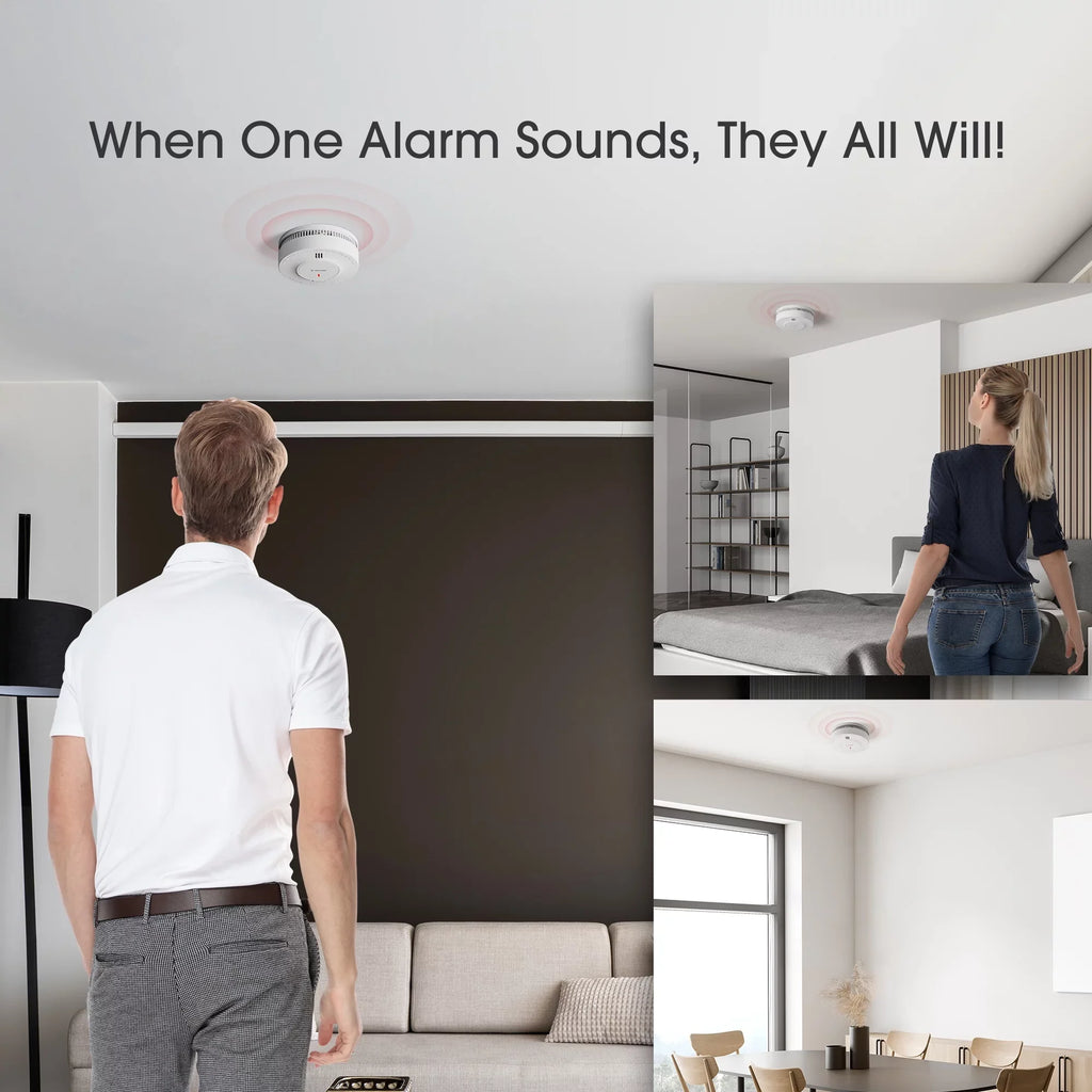 X-Sense Transmission ft Smoke Interconnected Photoelectric with Wireless 820 SD19-W Range, Detector, over