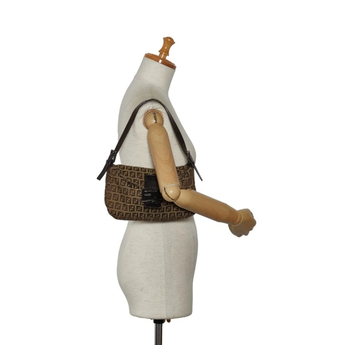 Women's Bucket Zucchino Mamma Bag Leather Pre-Owned Shoulder FENDI 8BR003 Canvas Brown (Fair)