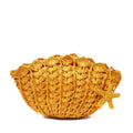 Yellow Clutch Sunflower Starfish Seashell Y Crocheted w Mar Shelley Raffia Charm, Sol Straw