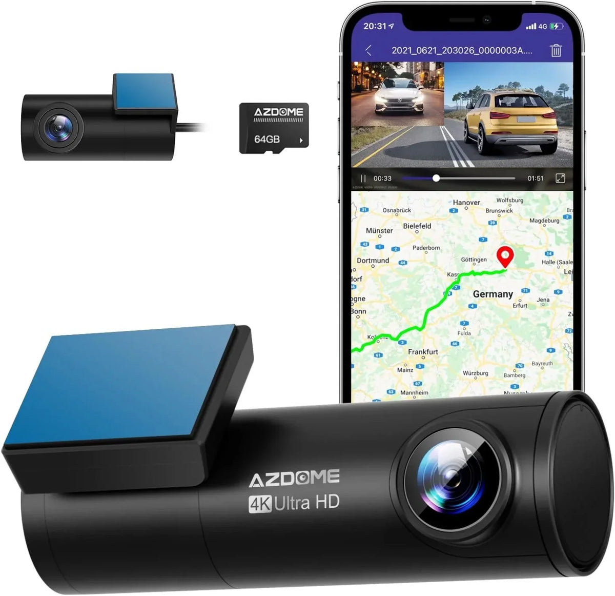 Cam Front AZDOME and Rear Dash