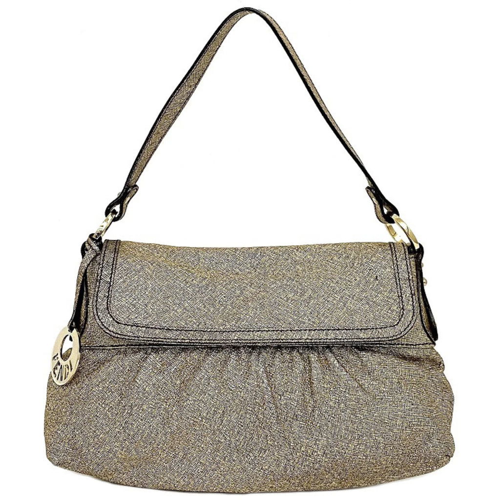 8BK042 Semi-shoulder Leather Gold One (Good) Pre-Owned FENDI Fendi Bag Shoulder Lame Flap Handbag Ladies Canvas